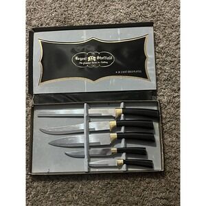 Regent Sheffield 24 K Gold Plated Cutlery Set Of 5 Knives Original Box‎
